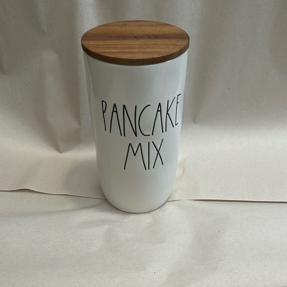 Rae dunn pancake mix cellar/canister with wooden lid